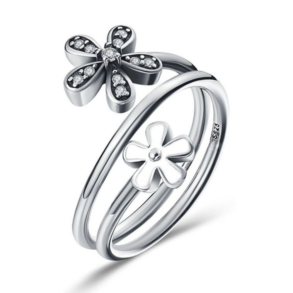 🎁925 Silver Plated New Fashion Cute Flower Design Ring, GPMB1504-8 - Picture 2 of 4